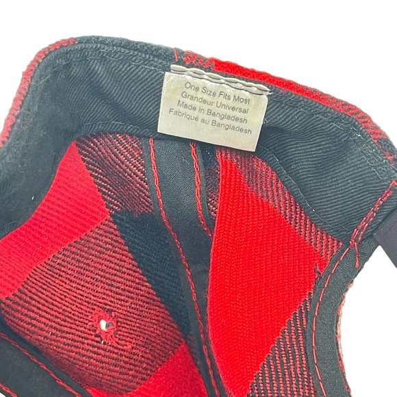 Bass Pro Shops Red Black Buffalo Plaid Hat Snapback Gone‎ Fishing Cap Adjustable - Picture 7 of 7